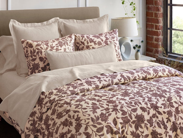 Ophelia Print Mulberry Sham Styled Room View | Coyuchi at Fig Linens and Home
