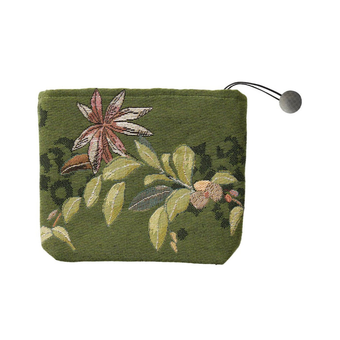 Yves Delorme Orchidia Kaki Tote | Cosmetic Pouch or Clutch Reverse View at Fig Linens and Home
