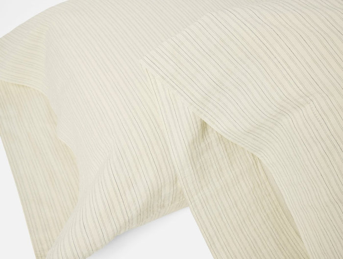 Organic Crinkled Percale Undyed w/ Indigo Gray Pillowcases 2 | Coyuchi at Fig Linens and Home