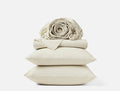 Organic Crinkled Percale Undyed w/ Indigo Gray Sheet Set | Coyuchi at Fig Linens and Home