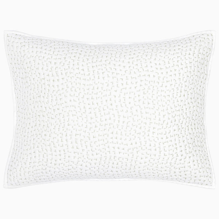 Organic Hand Stitched Sage Sham by John Robshaw at Fig Linens and Home - 1