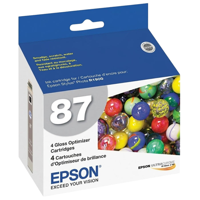 Original Epson 87 (T0870) Gloss Optimizer Ink Cartridge, 4/Pack