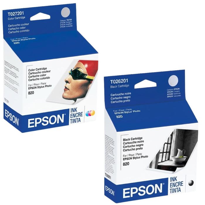 Original Epson T026 T027 Black & Color Ink Cartridges