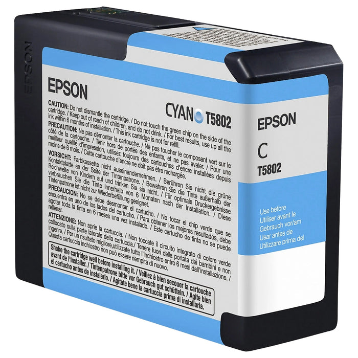 Original Epson T5802 Cyan 80ml Ink Cartridge
