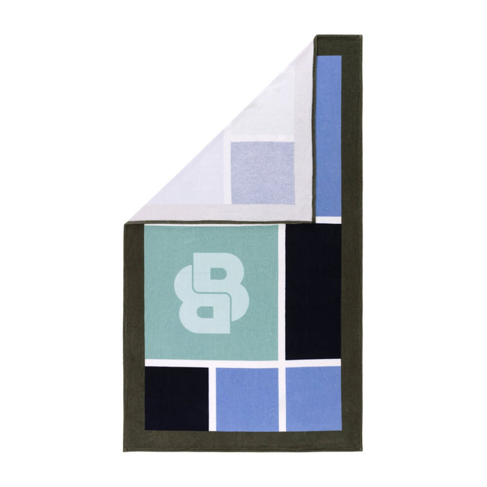 Oscar Printed Beach Towel by Hugo Boss Home at Fig Linens and Home - Sea Blue Pool Towel 2