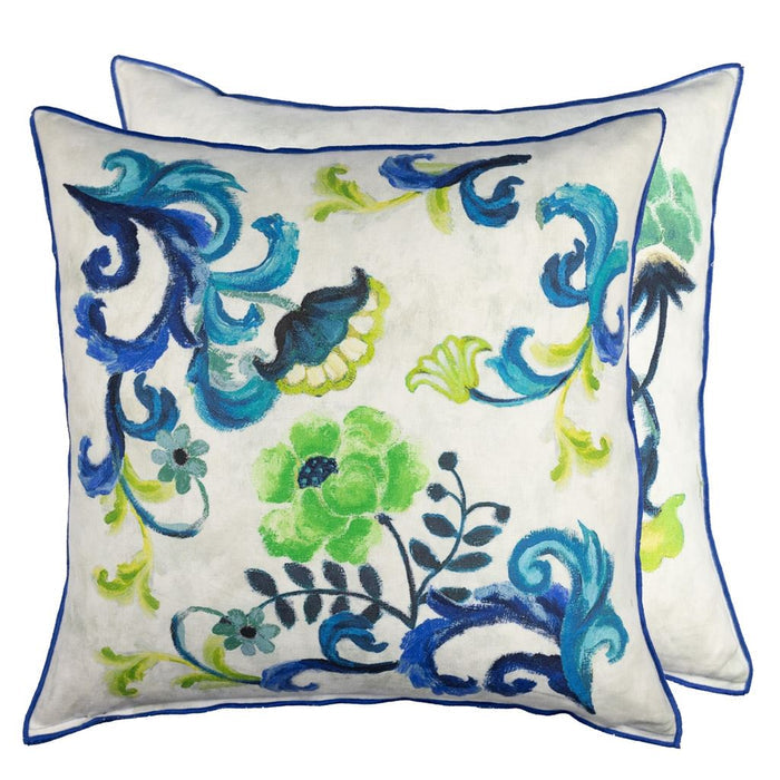 Osier Damasse Cobalt Decorative Pillow - Designers Guild at Fig Linens and Home 90