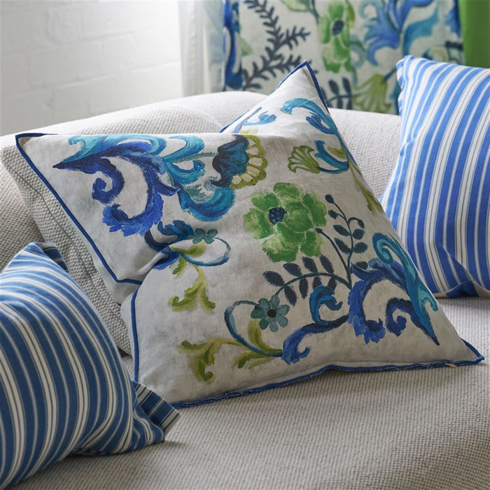 Osier Damasse Cobalt Decorative Pillow - Designers Guild at Fig Linens and Home 92