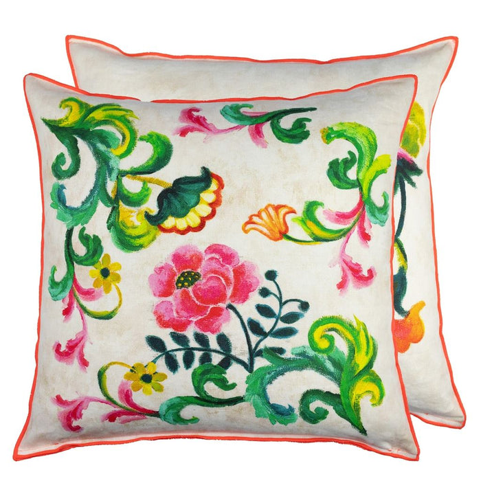 Osier Damasse Fuchsia Decorative Pillow - Designers Guild at Fig Linens and Home 39