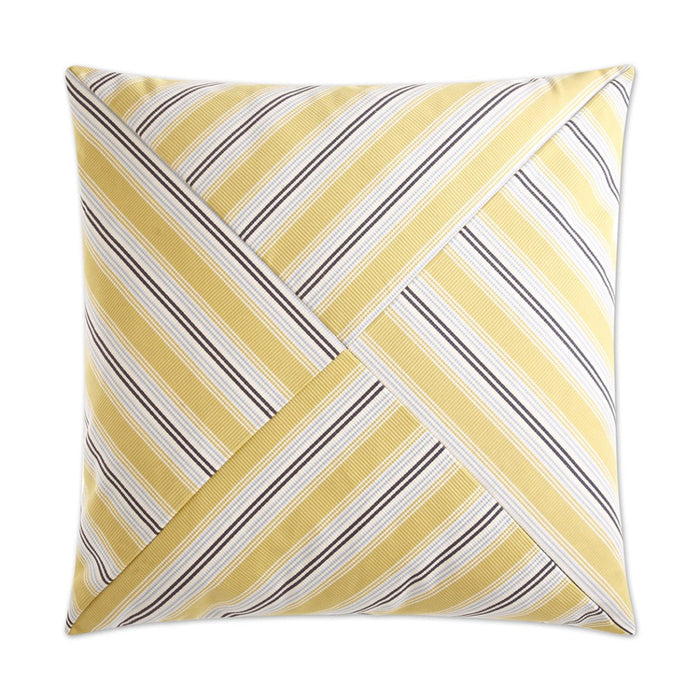 Ottoman Stripe Pillow in Yellow - front view, farmhouse traditional yellow stripe design by D.V. KAP Home