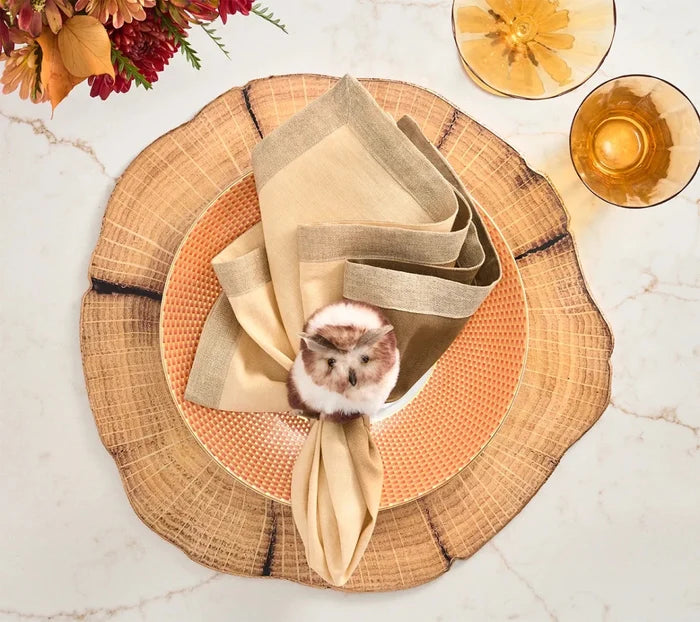 Owl White/Brown Napkin Ring Detail 2 | Kim Seybert at Fig Linens and Home