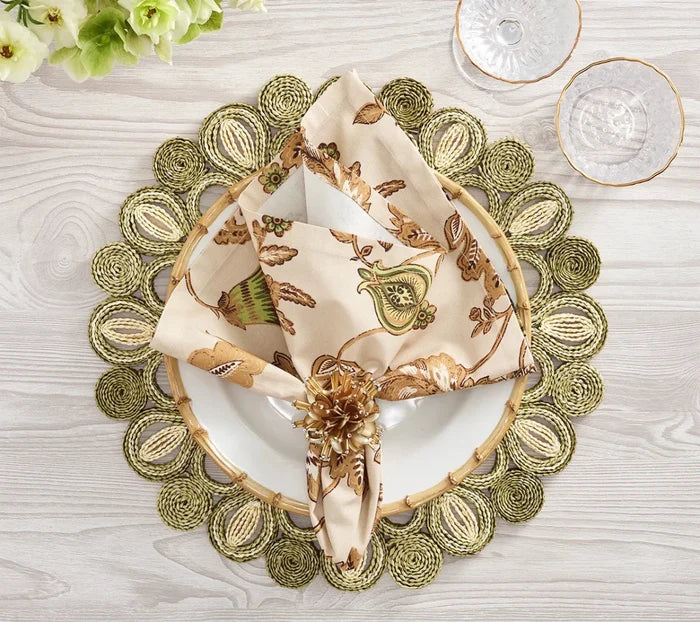 Paisley Vine Beige/Multi Napkin Detail 5 | Kim Seybert at Fig Linens and Home