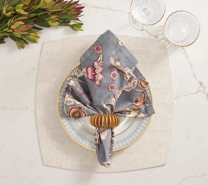 Paisley Vine Blue/Gray Napkin Detail 2 | Kim Seybert at Fig Linens and Home