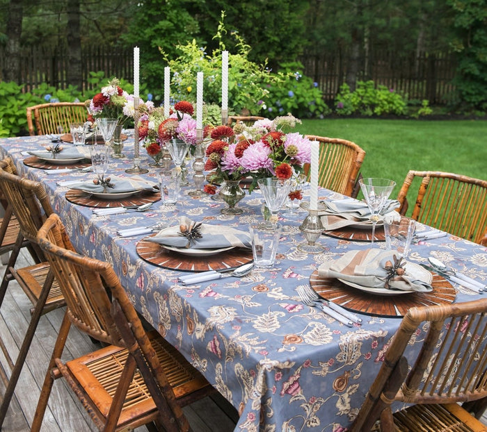 Paisley Vine Blue/Gray Table Cloth Detail 2 | Kim Seybert at Fig Linens and Home