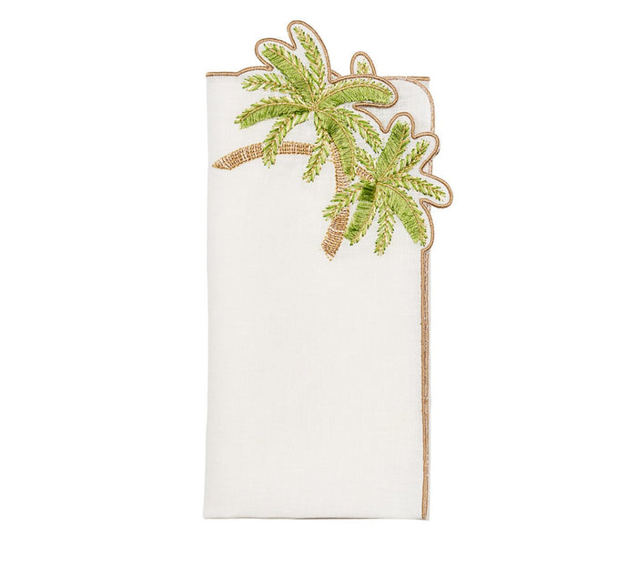 Kim Seybert Palmera Napkins Green and Gold - Set of 4 at Fig Linens and Home - View 1