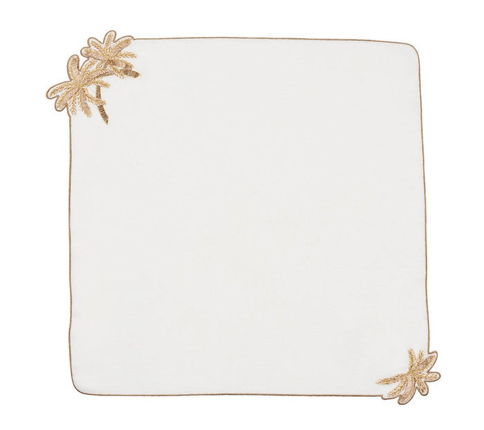 Palmera Napkins in White, Natural & Gold Set of 4 by Kim Seybert at Fig Linens and Home - View 4