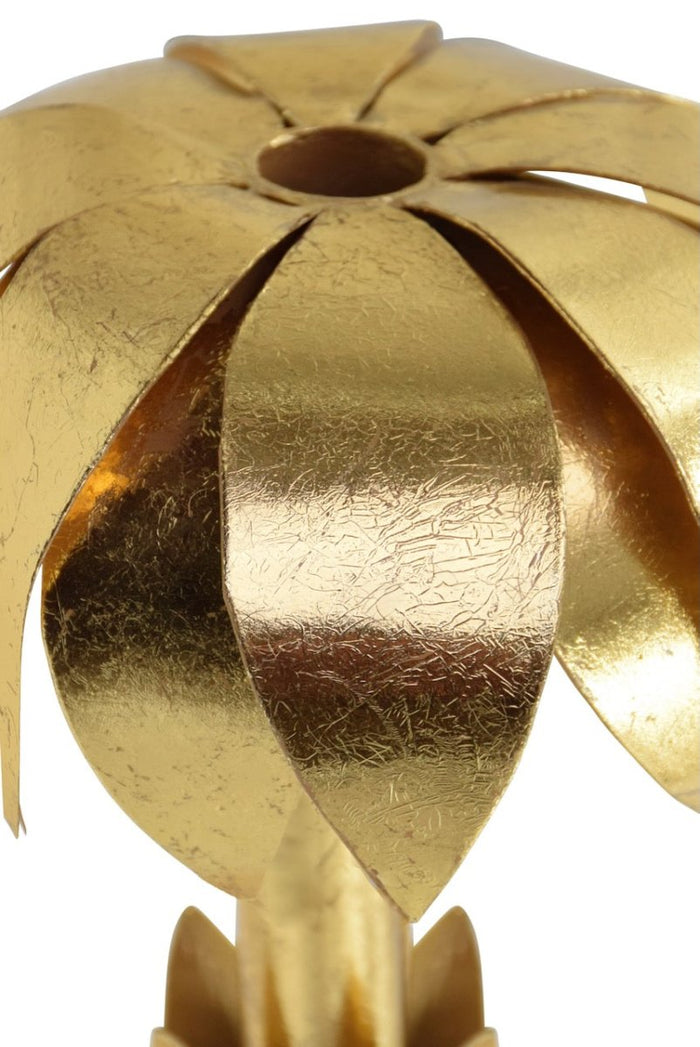 Palmy Candle Holder | Worlds Away Gold Leaf Taper Candle Holder at Fig Linens and Home - Detail 1