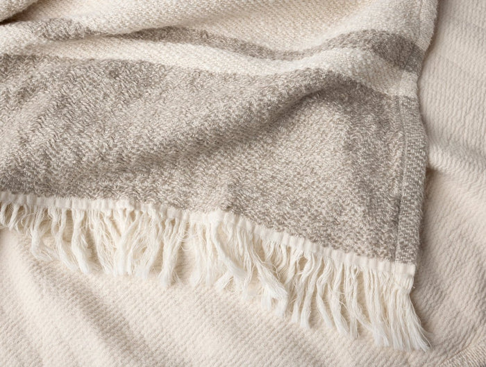 Coyuchi Pampas Organic Throw Blankets at Fig Linens and Home - Detail of Fringe View
