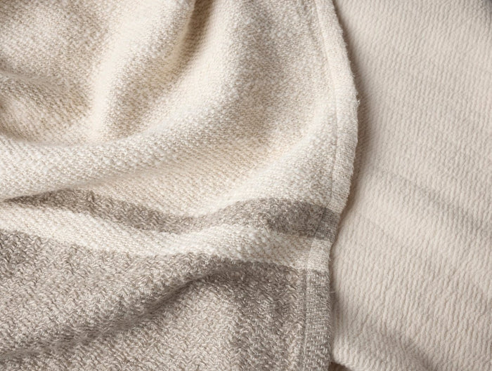 Coyuchi Pampas Organic Throw Blankets at Fig Linens and Home - Detail of Hem View