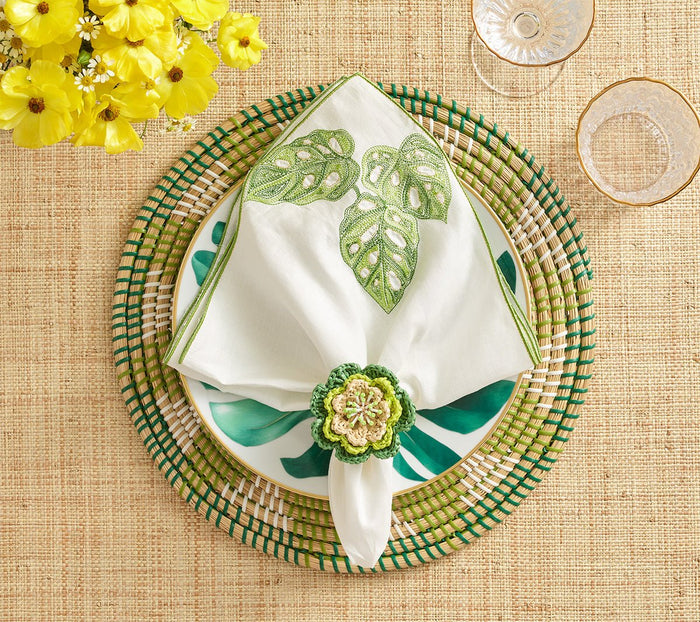 Pareo Napkin Ring in Lime & Green | Kim Seybert at Fig Linens and Home - Lifestyle View 1