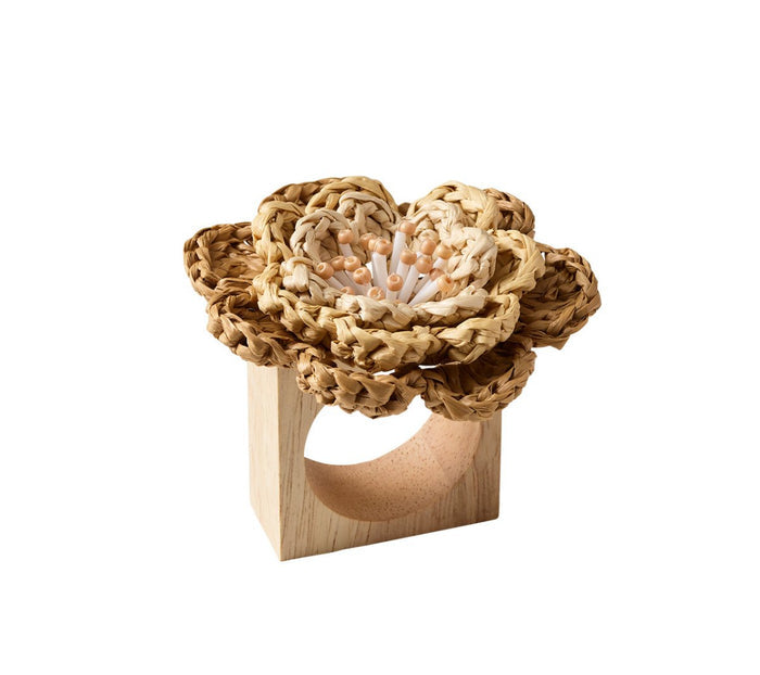 Pareo Napkin Ring in Natural & Brown | Kim Seybert Table Linens at Fig Linens and Home 1