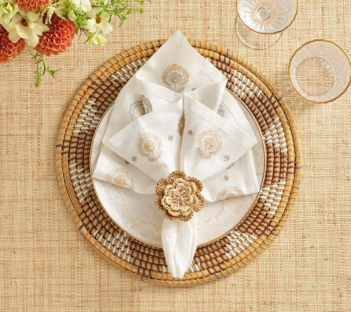 Pareo Napkin Ring in Natural & Brown by Kim Seybert at Fig Linens and Home - Lifestyle