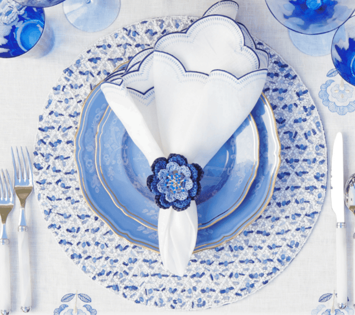 Pareo Napkin Ring in Periwinkle & Blue by Kim Seybert at Fig Linens and Home 4