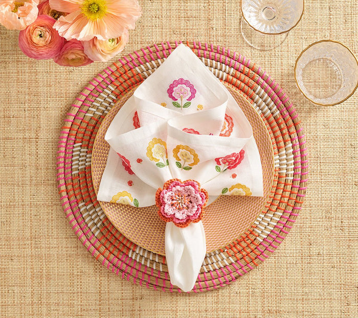 Pareo Napkin Ring in Pink & Orange - Kim Seybert at Fig Linens and Home