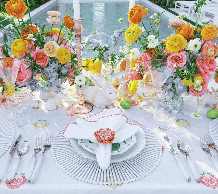 Pareo Napkin Ring in Pink & Orange by Kim Seybert at Fig Linens and Home 1