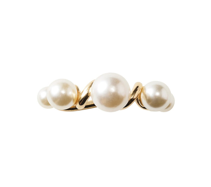 Pearl Drift Napkin Ring in Pearl & Gold Set of 4 by Kim Seybert at Fig Linens and Home 6