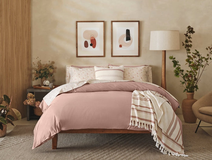 Coyuchi Praline Chambray Organic Crinkled Percale Duvet at Fig Linens and Home - Lifestyle 1
