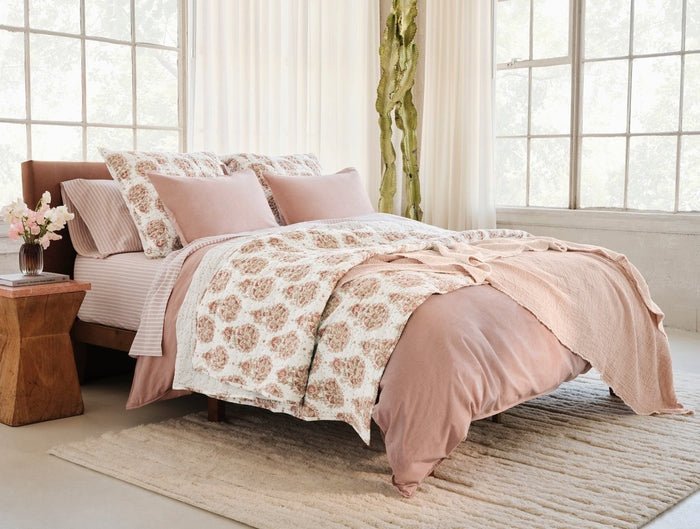 Coyuchi Praline Chambray Organic Crinkled Percale Duvet at Fig Linens and Home - Lifestyle 2