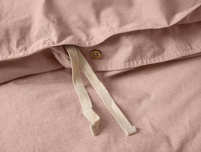 Coyuchi Praline Chambray Organic Crinkled Percale Duvet at Fig Linens and Home - Duvet Closure