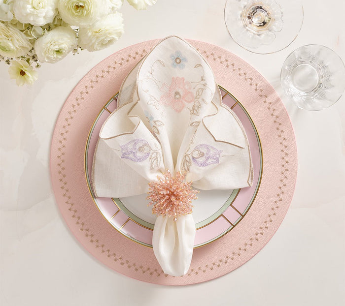 Printemps Napkin in White & Multi Set of 4 by Kim Seybert at Fig Linens and Home 3