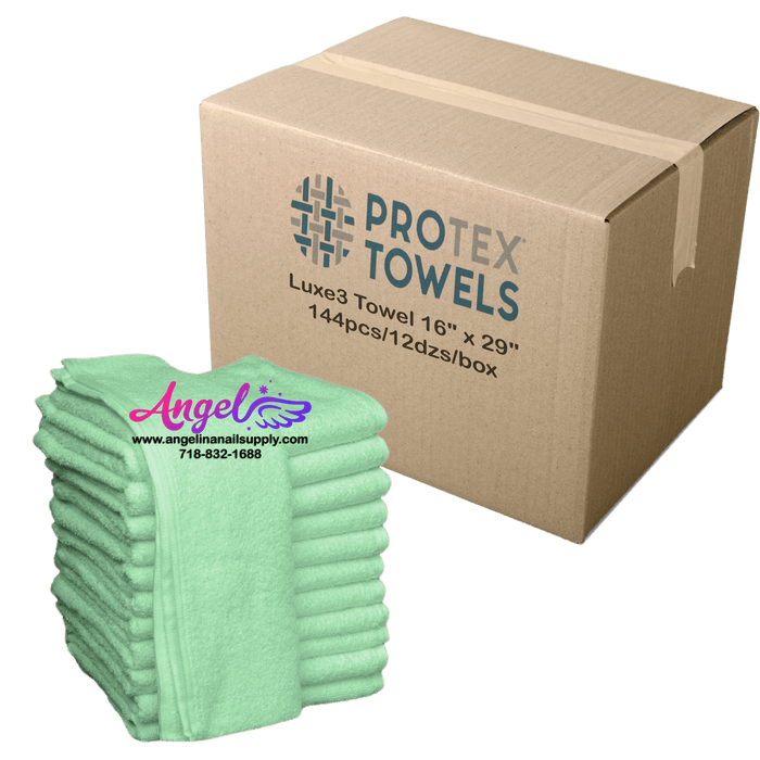 ProTex Luxe3 Towel 16" x 29" - Jade Green (Box of 144) - Angelina Nail Supply NYC