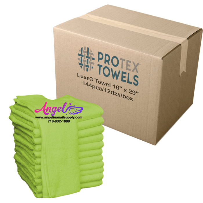 ProTex Luxe3 Towel 16" x 29" - Lime Green (Box of 144) - Angelina Nail Supply NYC