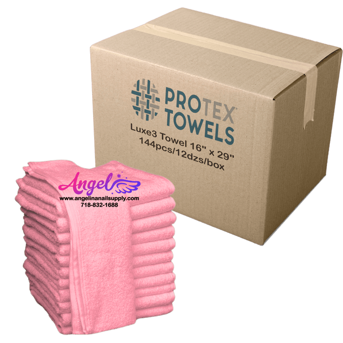 ProTex Luxe3 Towel 16" x 29" - Petal Pink (Box of 144) - Angelina Nail Supply NYC