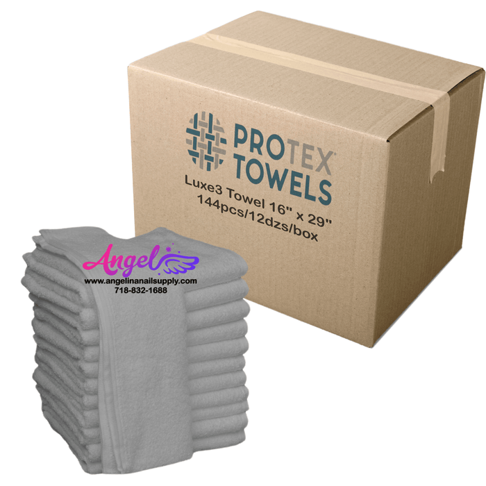 ProTex Luxe3 Towel 16" x 29" - Silver Grey (Box of 144) - Angelina Nail Supply NYC