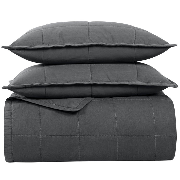 Ready-to-Bed 2.0 Cotton Canvas Coverlet Set by Ann Gish - Charcoal at Fig Linens and Home