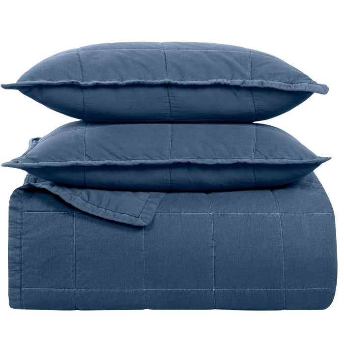 Ready-to-Bed 2.0 Cotton Canvas Coverlet Set by Ann Gish - Denim Blue at Fig Linens and Home