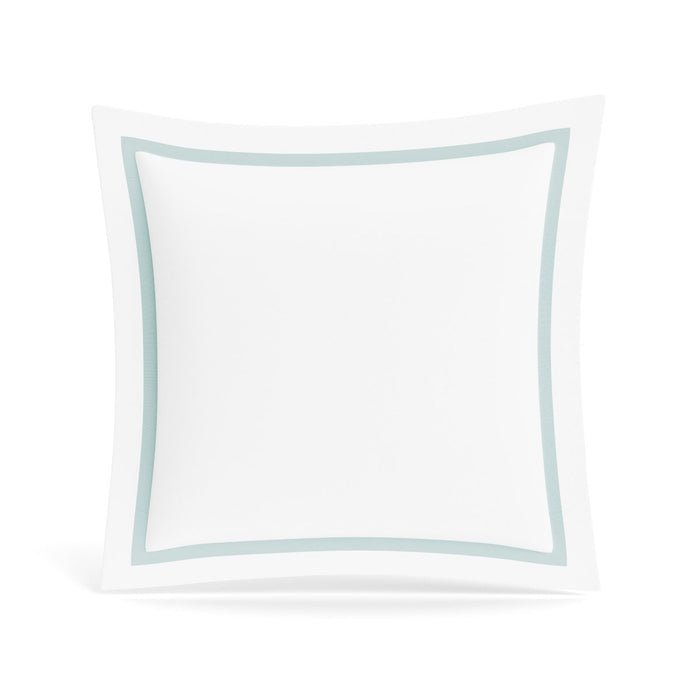 Euro Sham in White and Aqua | Ready-to-Bed 2.0 Cotton & Trim Pillow Shams by Ann Gish