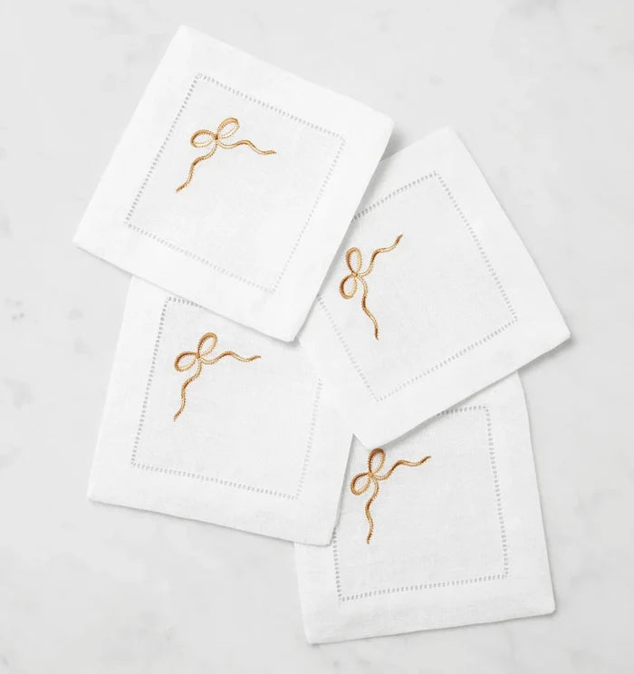 Regalo Cocktail Napkins by Sferra Linens in White/Beige at Fig Linens and Home - 2