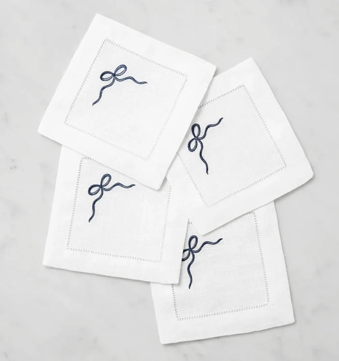 Regalo Cocktail Napkins by Sferra Linens in White/Blue at Fig Linens and Home - 2