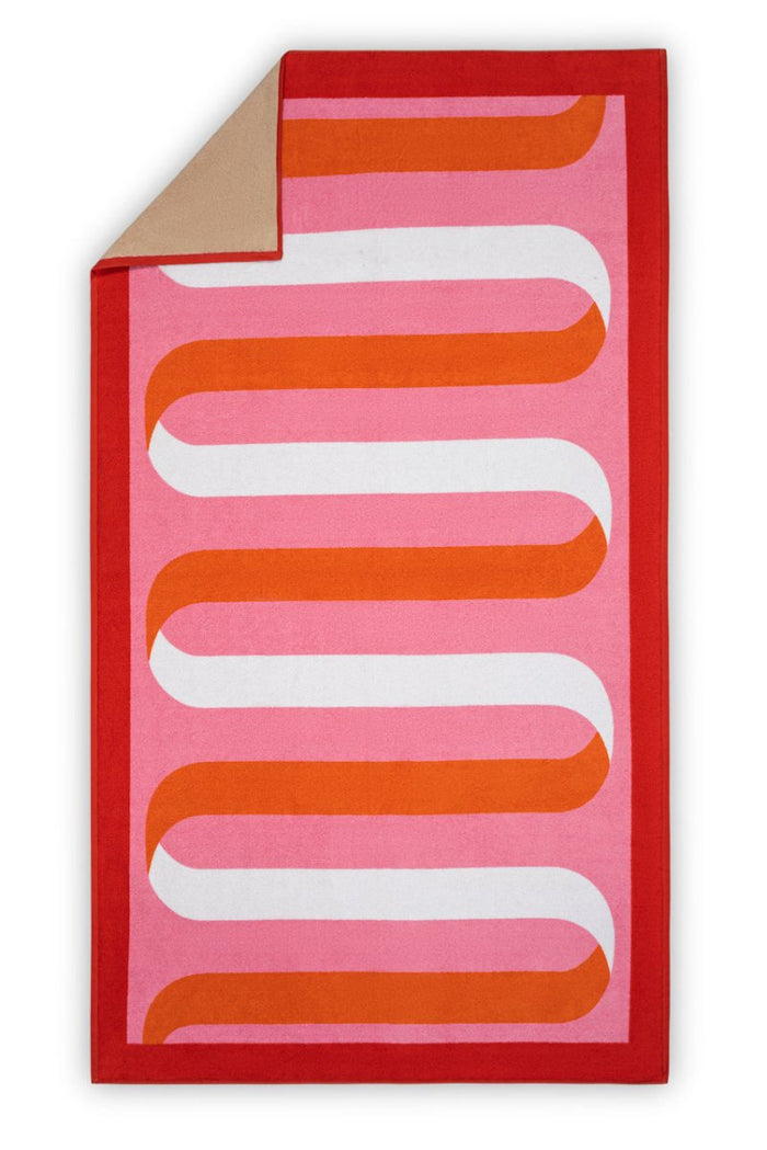 Beach Towel - Ribbon Flamingo Pink by Matouk at Fig Linens and Home