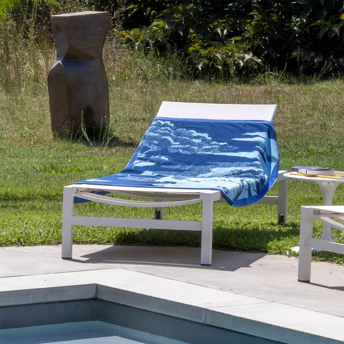Rive Jacquard Beach Towel by Yves Delorme at Fig Linens and Home - Lifestyle 1