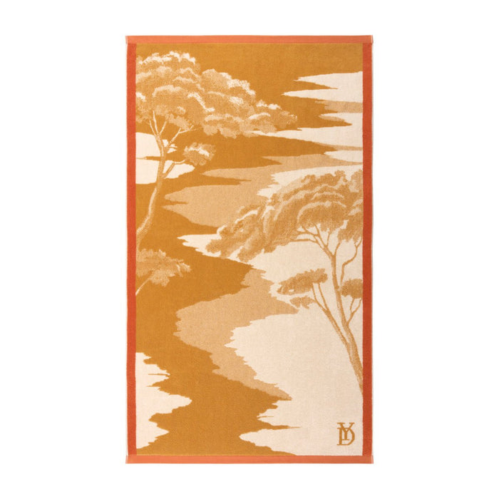 Rive Jacquard Beach Towel by Yves Delorme at Fig Linens and Home - Lifestyle - Color Sable 1