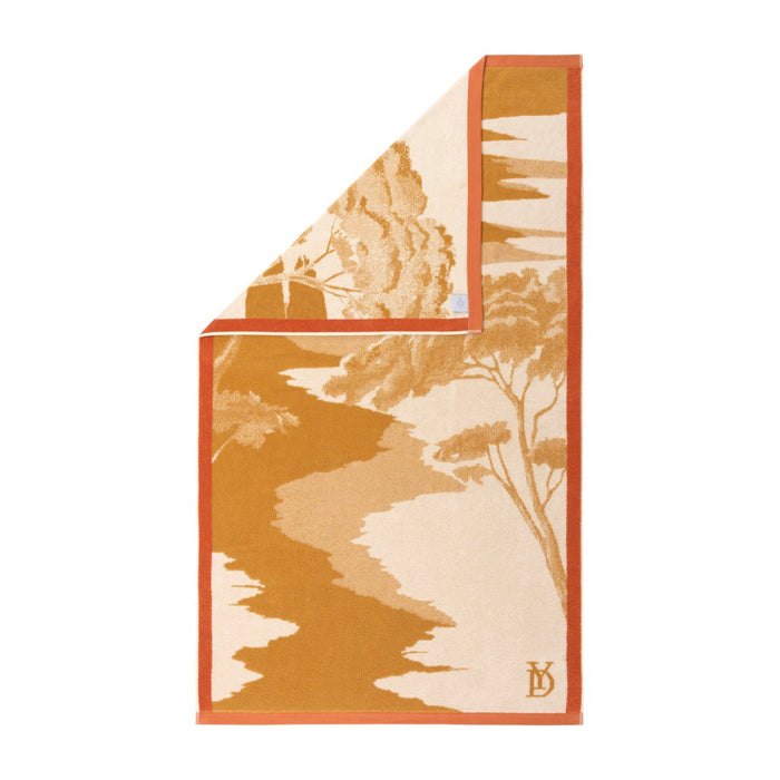 Rive Jacquard Beach Towel by Yves Delorme at Fig Linens and Home - Lifestyle - Color Sable 2