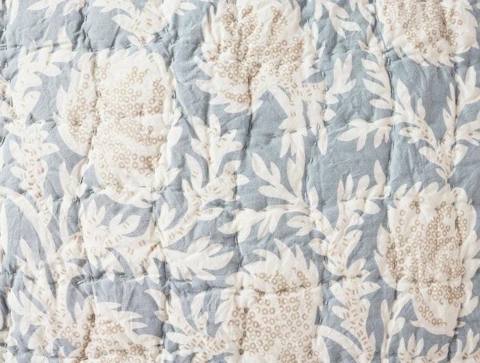 Coyuchi Robles Handstitched Organic Quilts Stitching in Tidal and Khaki at Fig Linens and Home