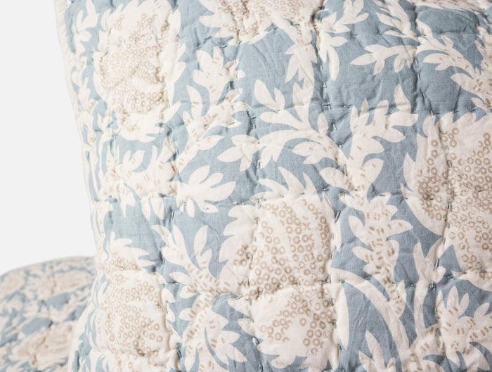 Coyuchi Robles Handstitched Organic Euro Close-up Detail in Tidal and Khaki at Fig Linens and Home
