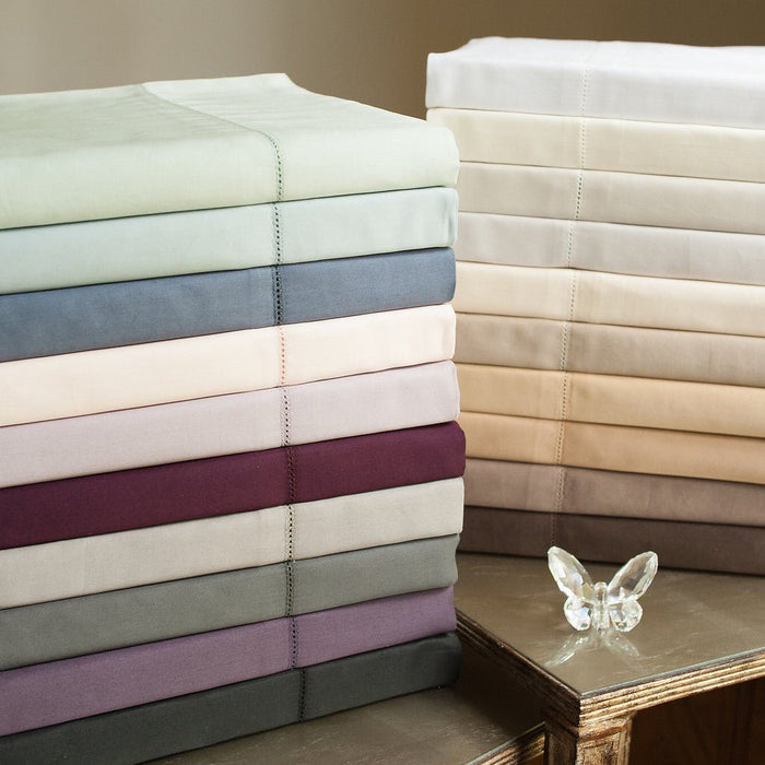 Home Treasures Royal Sateen Bedding at Fig Linens and Home - Stack of Sheets & Duvets
