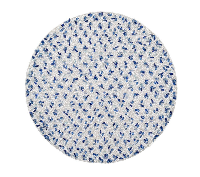 Rush Placemat in White & Blue Set of 2 by Kim Seybert at Fig Linens and Home